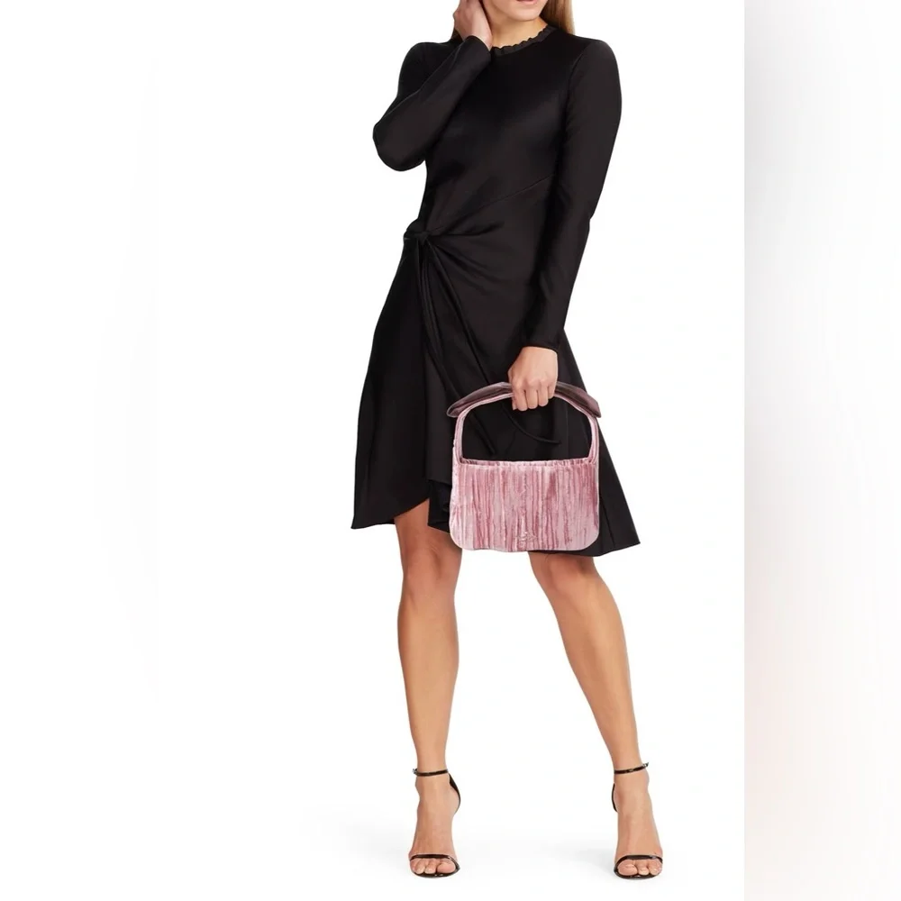 Kate Spade Crushed Velvet‎ Baguette Pomegranate Pink Bow Handbag MSRP $329